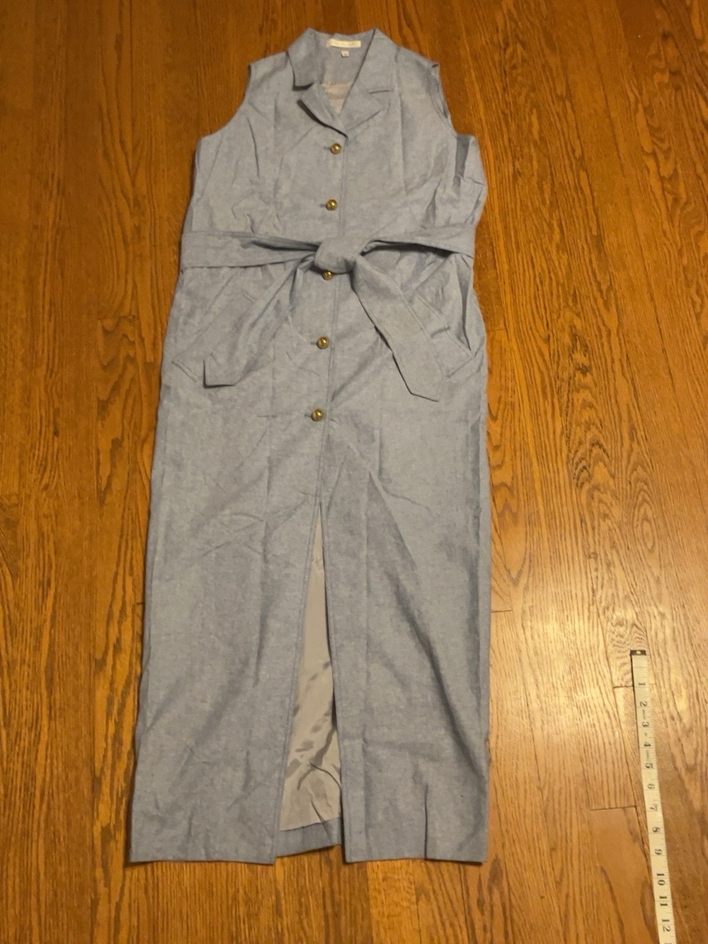 Vintage Isaac Mizrahi Blue Maxi Vest Dress Belted Size 8 Archive # 3036